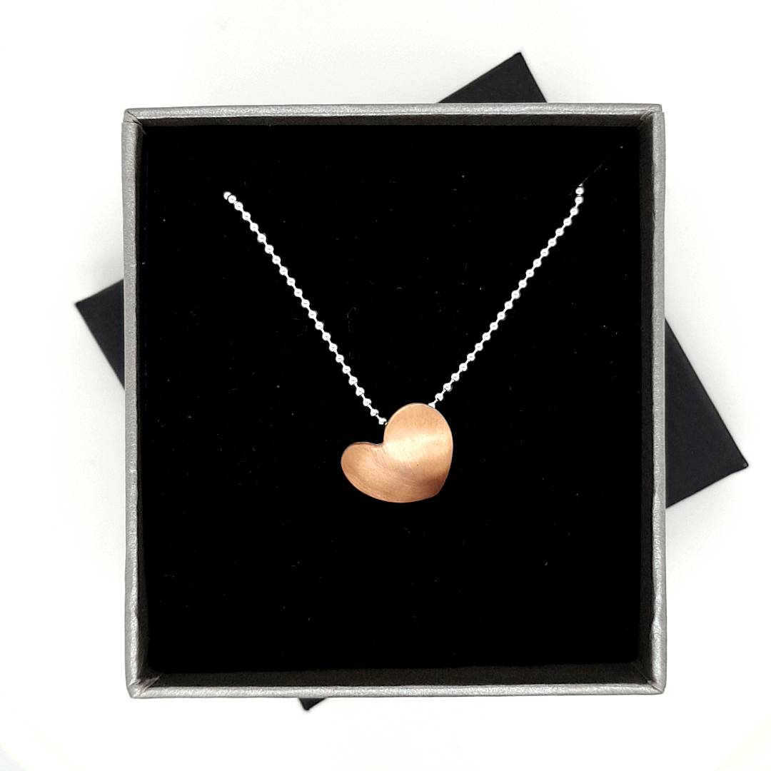 STERLING SILVER MATT FINISH HEART NECKLACE - kosznikjewellery