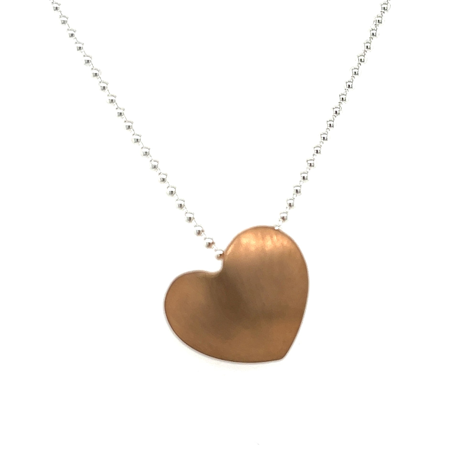 STERLING SILVER MATT FINISH HEART NECKLACE - kosznikjewellery