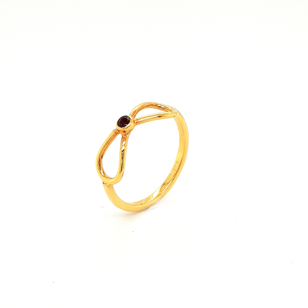 SILVER RING - GOLD PLATED - WITH NATURAL GARNET STONE - kosznikjewellery