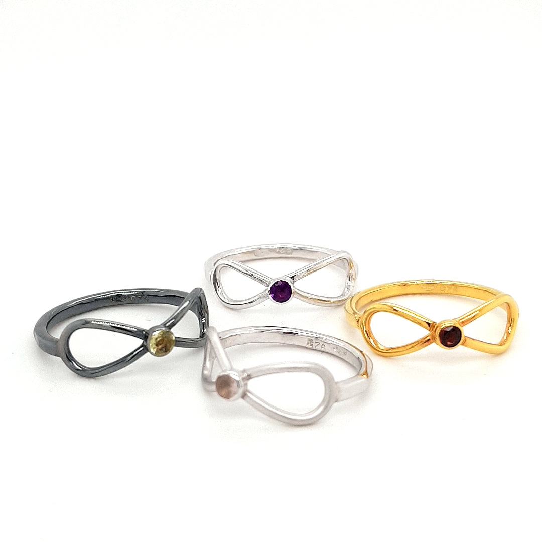SILVER RING - GOLD PLATED - WITH NATURAL GARNET STONE - kosznikjewellery