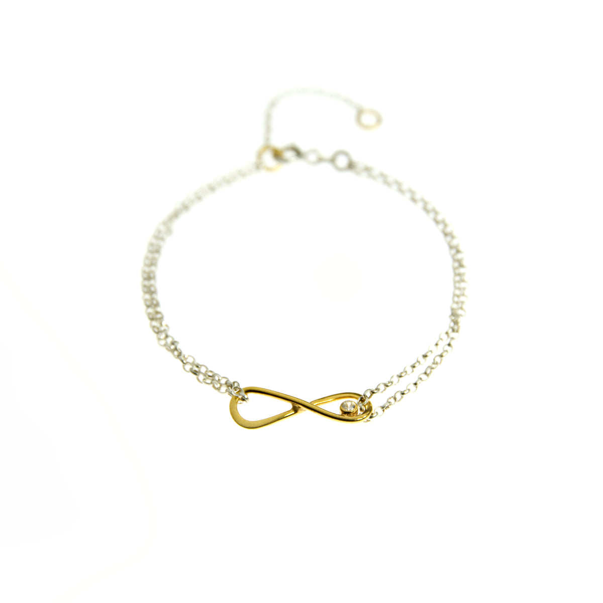 SILVER BRACELETS - GOLD PLATED- WITH CUBIC ZIRCONIA STONE - kosznikjewellery