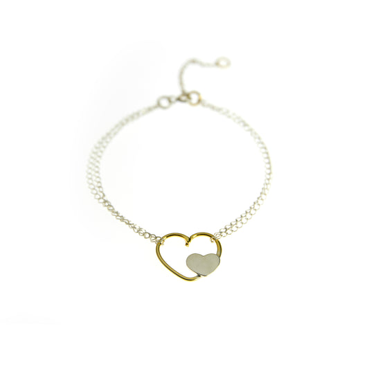 SILVER HEARTS BRACELET - GOLD PLATED - kosznikjewellery