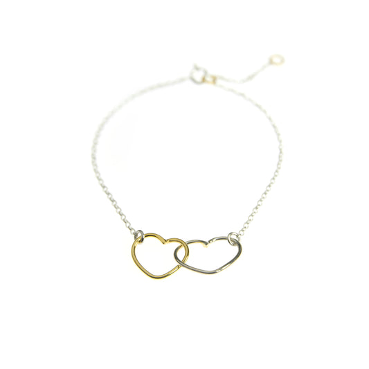 SILVER HEARTS BRACELET - GOLD PLATED - kosznikjewellery