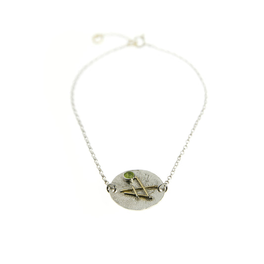 SILVER DISK GOLD PLATED PERIDOT BRACELET - kosznikjewellery