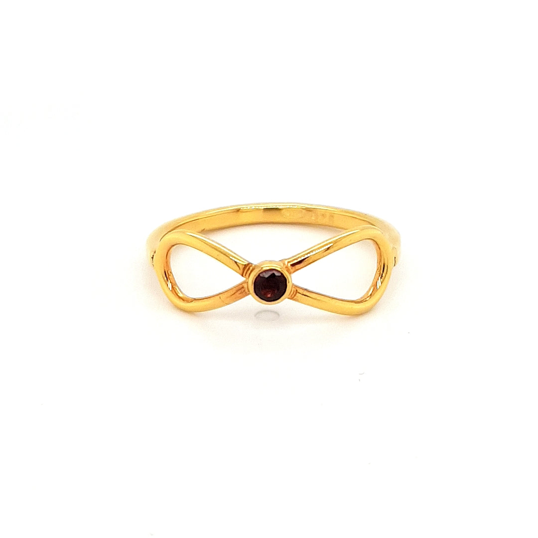 SILVER RING - GOLD PLATED - WITH NATURAL GARNET STONE - kosznikjewellery
