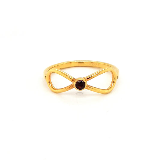 SILVER RING - GOLD PLATED - WITH NATURAL GARNET STONE - kosznikjewellery